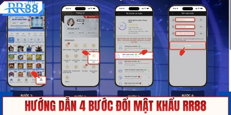 Hướng dẫn 4 bước đổi mật khẩu RR88